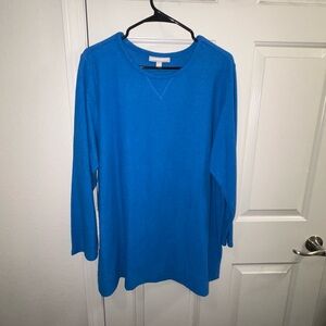 Woman Within Cobalt Blue Crew Neck Top